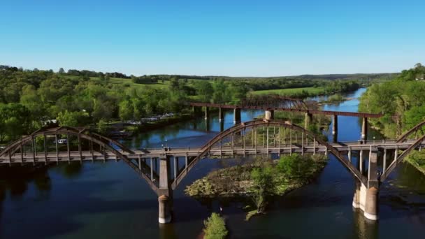 Krótki Klip Drona Widokiem Stary Cotter Bridge Kratownicę Kolejową Która — Wideo stockowe