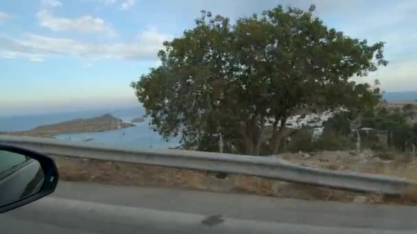 Conducir Coche Las Hermosas Carreteras Rodas Grecia — Vídeo de stock