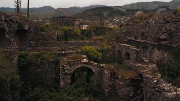 Gjirokaster City Albanien Cinematic Plataces Unescos Världsarvslista — Stockvideo
