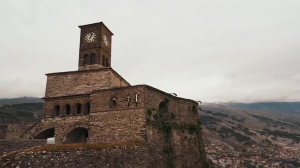 Gjirokaster City Albania Cinematic Places Unesco World Heritage Site — Stock Video
