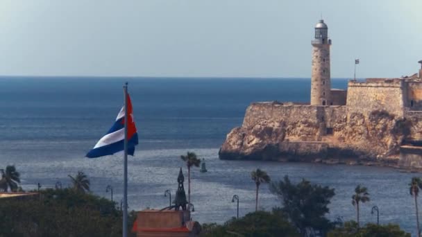 Vista Forte Castelo Morro Havana Cuba Vista Para Oceano — Vídeo de Stock