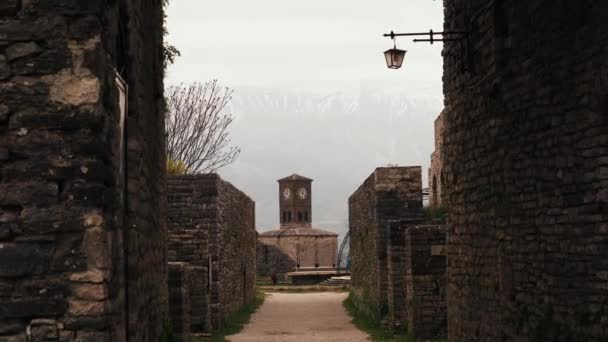 Gjirokaster Város Albániában Filmhelyszínek Unesco Világörökség — Stock videók