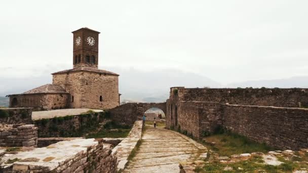 Πόλη Του Αργυρόκαστρου Στην Αλβανία Κινηματογραφικές Τοποθεσίες Μνημείο Παγκόσμιας Κληρονομιάς — Αρχείο Βίντεο