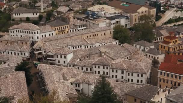 Gjirokaster Város Albániában Filmhelyszínek Unesco Világörökség — Stock videók