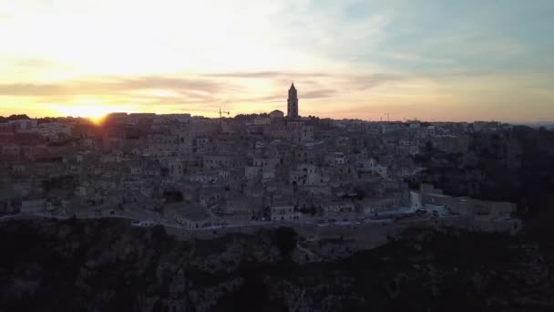 Drone Shot Matera Sunset — Stock Video