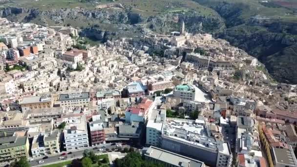 Drone Shot Matera Travel Place Background — Stock Video