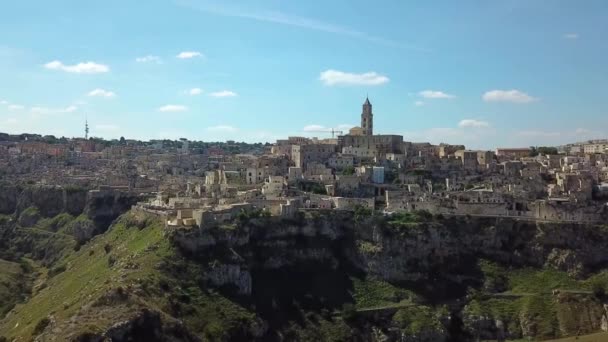 Drone Disparo Matera Lugar Viaje Fondo — Vídeo de stock