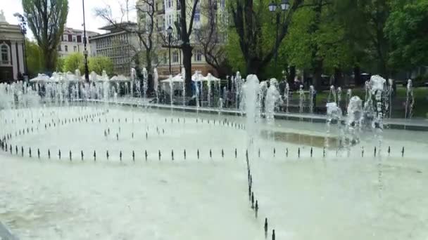 Vattenfontän Stadsparken — Stockvideo