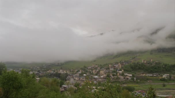 Mestia Nın Sabah Kaçamağı Gürcistan Svaneti Bölgesinde Bir Kasaba Avrupa — Stok video