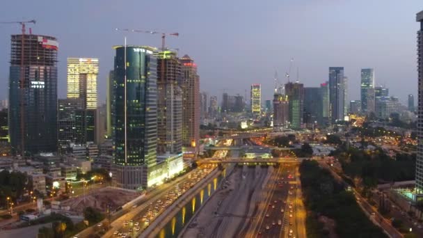 Uitzicht Van Boven Avonds Rush Hour Ayalon Highway Tel Aviv — Stockvideo