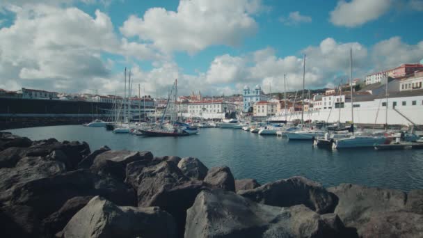 Angra Herosmo Haven Gelegen Terceira Island Azoren — Stockvideo