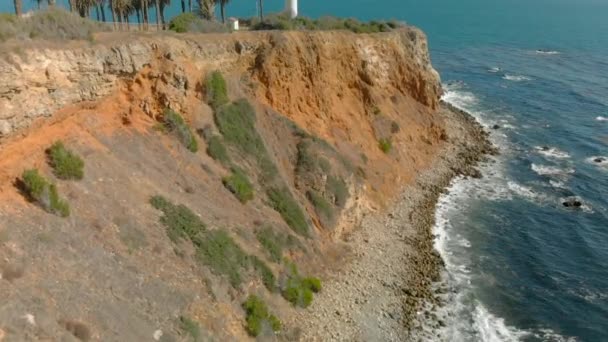 Вид Воздуха Маяк Палос Вердес Калифорния — стоковое видео