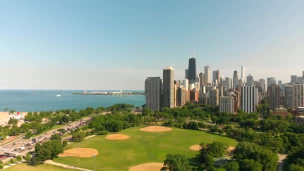 背景下的芝加哥航景 — 图库视频影像