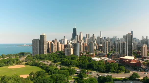 Arka Planda Chicago Nun Hava Görüntüsü — Stok video