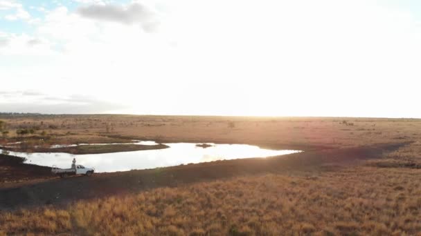 Vista Manhã Sobre Pequeno Lago Outback Austrália Filmado Com Drone — Vídeo de Stock