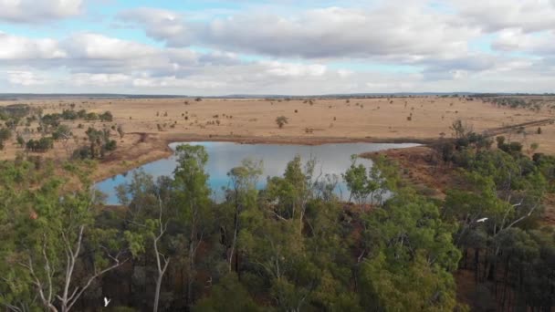 Overview Drone Shot Damlake Outback Australia — Stock Video