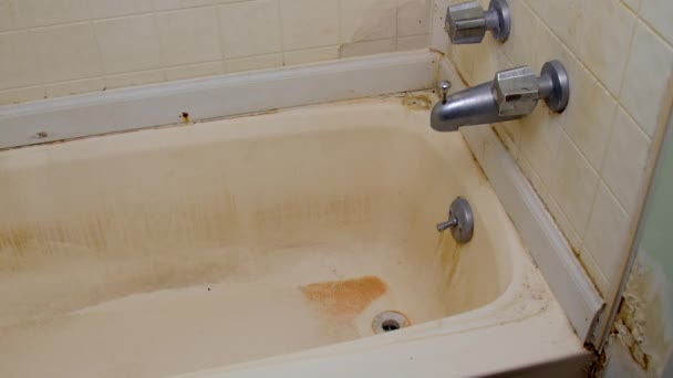 背景是又脏又恶心的旧浴缸 — 图库视频影像