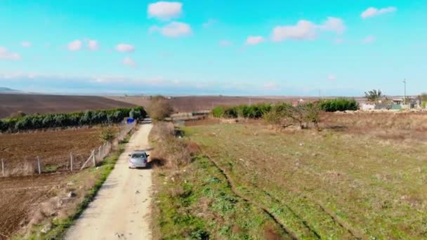 Drone Shot Farmland Istanbul Turkiet För Bil Över Det Gröna — Stockvideo