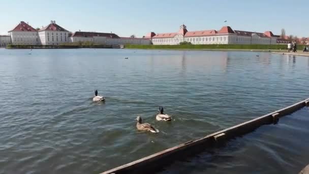 Krásný Palác Nymphenburgu Mnichově Německo Shora Dji Mavic Air Ukazuje — Stock video