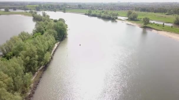 Vista Aérea Grande Lago Canal Holanda Dia Ensolarado — Vídeo de Stock