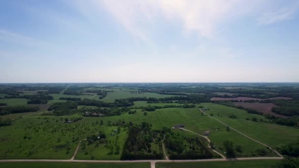 Aerial Wide View American Prairie Grasland Kansas Verenigde Staten — Stockvideo