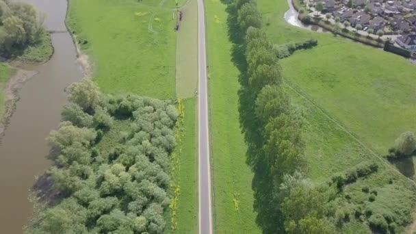 Riprese Drone Sopra Diga Percorso Colore Verde Olanda — Video Stock
