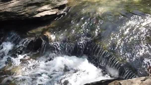 Замедленное Видео Воды Протекающей Через Каменный Ручей Цветочной Горе Техаса — стоковое видео