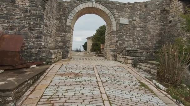Lkursi Castle Sarande Albania Cinematic Places — Stock Video