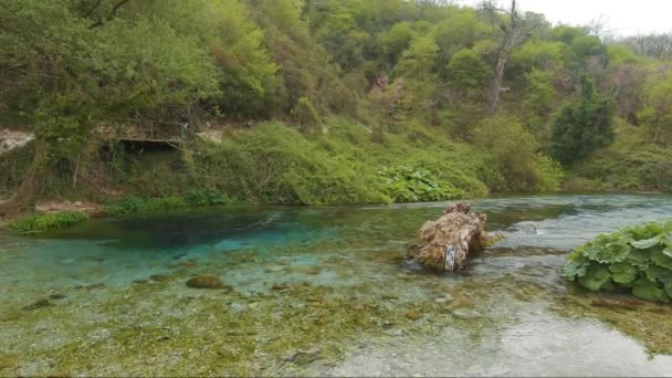 Vodní Pramen Modrá Voda Modrém Oku Sarande Albánii Kino — Stock video