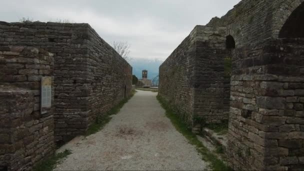 Ciudad Gjirokaster Albania Lugares Cinematográficos Patrimonio Humanidad Por Unesco — Vídeos de Stock