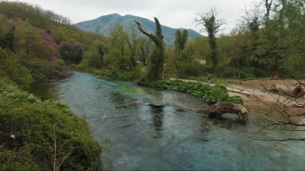 Водный Источник Голубая Вода Голубом Глазу Возле Саранды Албании Кинотеатры — стоковое видео