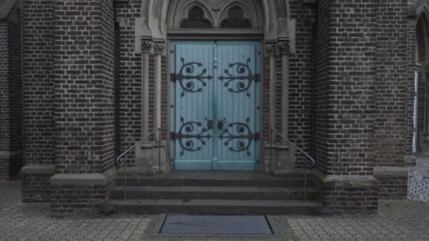 Beelden Van Een Kerk Duitsland Camera Hangt Aan Voorkant Van — Stockvideo