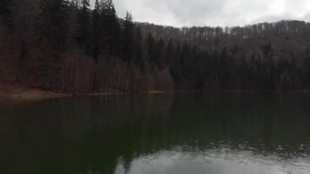 Drone Shot Sfanta Ana Lake Carpathian Mountains Romania Flying Low — Vídeos de Stock