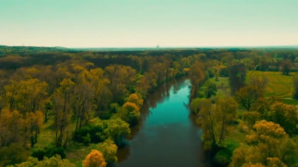 Letecký Pohled Řeku Vltavu Melniku — Stock video