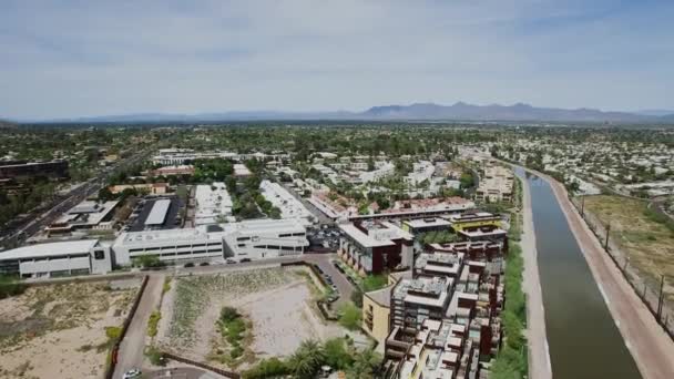 Aerial Push North Arizona Canal Trail Center Scottsdale Arizona Concept — Stock Video