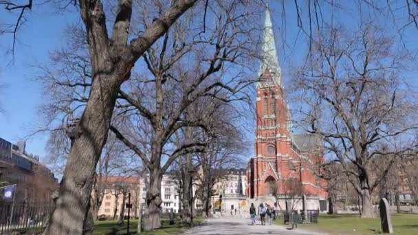 Sankt Johannes Kirche Sankt Johannes Kyrka Stockholm Schweden Während Des — Stockvideo