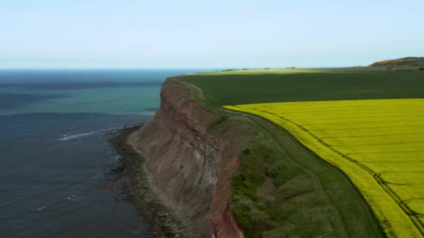 Aerial Dolly Shot Yorkshire Headland Słoneczny Dzień Wiosny — Wideo stockowe