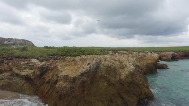 Luchtopname Van Rotsformaties Van Isla Larga Marietas Eilanden Nayarit Mexico — Stockvideo