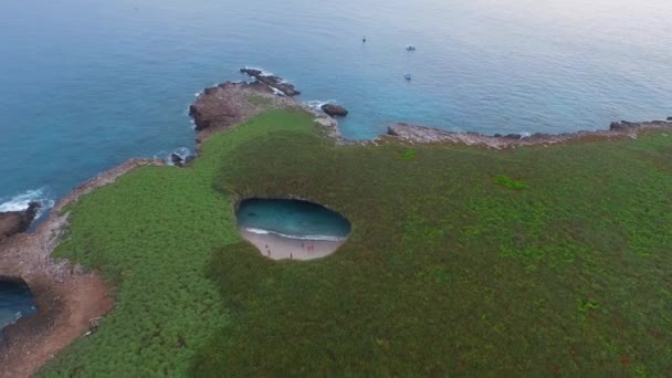 Flygfoto Den Dolda Stranden Marietas Islands Nayarit Mexiko — Stockvideo