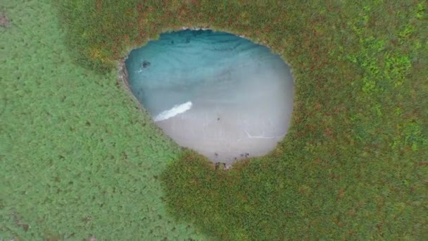 墨西哥Nayarit的Marietas群岛隐藏海滩的空中拍摄照片 — 图库视频影像