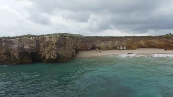 Flygfoto Klippformationer Och Strand Isla Larga Marietas Islands Nayarit Mexiko — Stockvideo