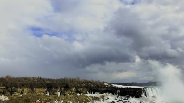 Winter Hyperlapse Niagara Falls Clouds Sky — Stock Video