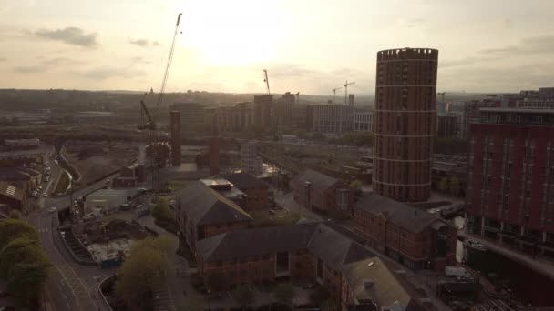 Statisk Fotografering Stadsbilden Vid Solnedgången Leeds Storbritannien Exposed Foreground — Stockvideo