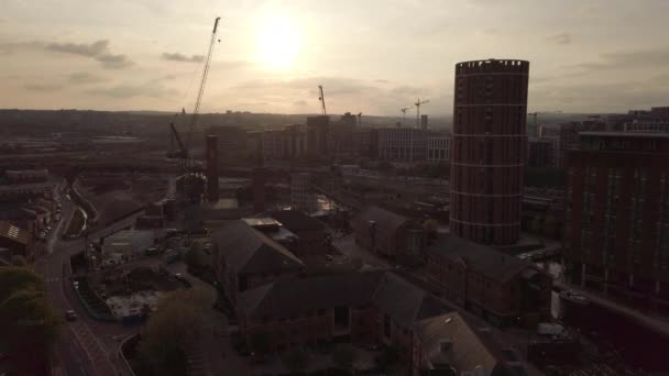 英国利兹日落时城市景观的广袤静态镜头 — 图库视频影像