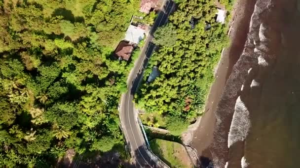 Vue Des Yeux Oiseau Voler Par Drone Sur Autoroute Côté — Video