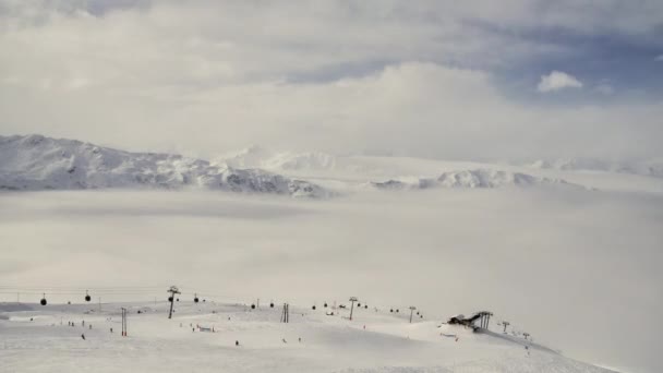 Time Lapse Des Skieurs Remontées Mécaniques Meribel Dans Les Alpes — Video