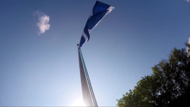 Timelapse Drapeau Écossais Soufflant Dans Brise — Video