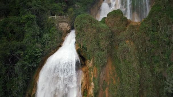 Luftaufnahme Des Velo Novia Wasserfalls Chiflon Park Chiapas — Stockvideo