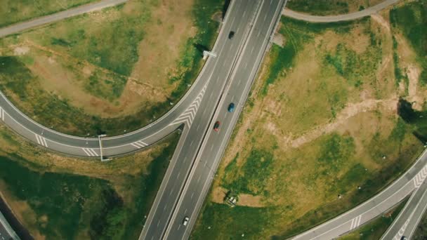 Bovenaanzicht Vanuit Lucht Het Viaduct Voor Meerlagig Overstappen Zbraslav Toont — Stockvideo