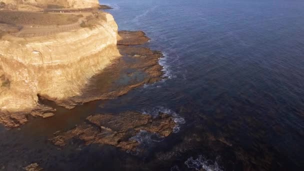Flygfoto Drönarfoto Portugisisk Point Loop Klippa Abalone Vik Solig Kväll — Stockvideo